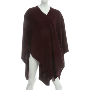 Andrea Jovine One Size 100% Wool Sweater Wrap Cape Poncho Burgundy Plum